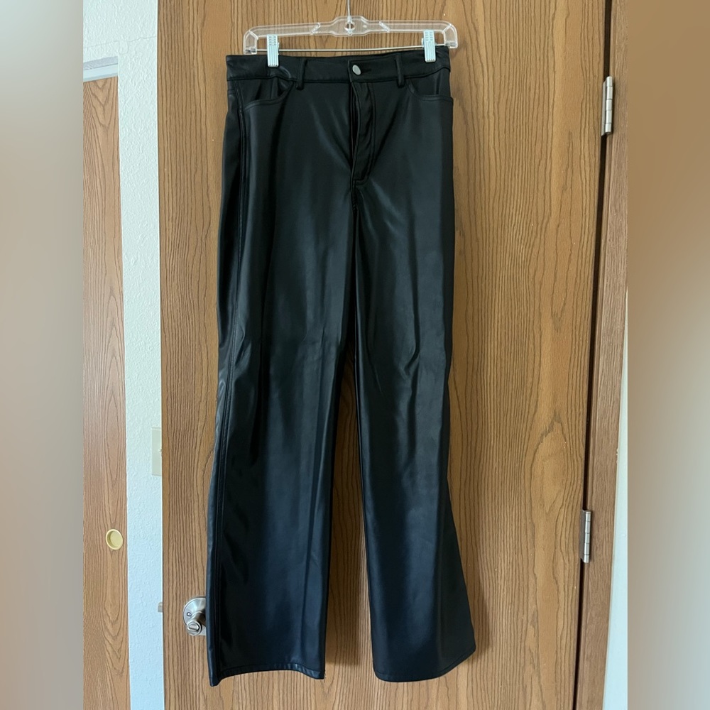 Straight leg leather pants